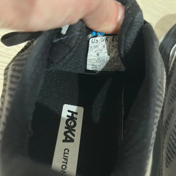 Hoka Women’s Clifton 9 Black and White Athletic Shoes - Picture 2 of 7